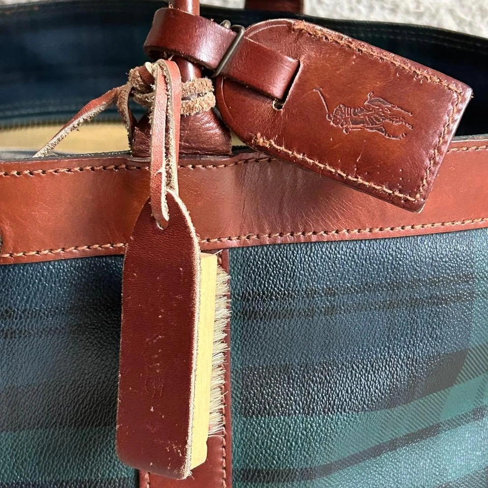 Bolso de Mano Polo Ralph Lauren Negro Reloj Cuero a Cuadros PVC Verde Azul Marino Marrón Japón Foto 3 de 4