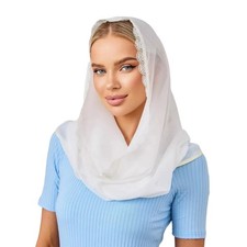 Elegant Chiffon Lace Mantilla Chapel Scarf For Catholic Christian Women Headwrap