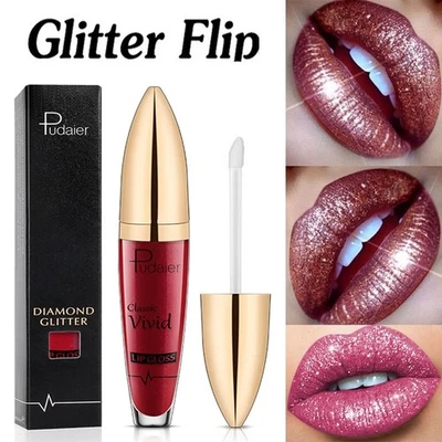 Pudaier Diamond Glitter rossetto liquido opaco velluto lucidalabbra lunga durata UK