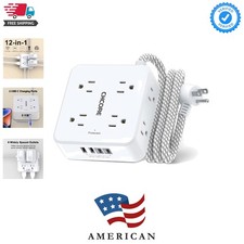 Surge Protector Power Strip - 5Ft Braided Extension Cord with 8 Outlets with ...