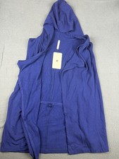 Fabletics Hannah Vest Womens Large Blue Terry Fleece Hoodie Sleeveless Yoga NWT