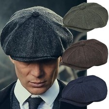 Herren Schiebermütze Ballonmütze Schirmmütze Wolle Gatsby Mütze Achteckige Kappe