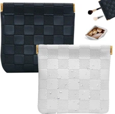 2 PCS Small Makeup Bag for Women, Pouches Purse,Mini Black, White 