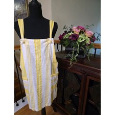 Mango Women's Cotton Yellow & White Striped Casual Mini Overoll Dress Size 8