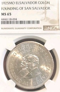 El Salvador 1925 1 Colon Superb Gem BU Rare Mtg 2,000 NGC 65PQ Luster  LV