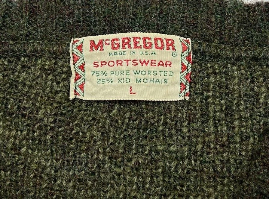 VTG McGregor Sweater Mens L Grunge Kurt Cobain 90's Style Green Kid Mohair READ - Image 3 of 4