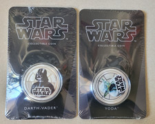 Star Wars 2011 New Zealand Collectible Coin Lot of 2 Darth Vader & Yoda NISP
