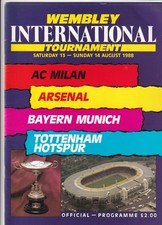 Makita Tournament Prog 1988 Arsenal Tottenham Hotspur AC Milan Bayern Monaco