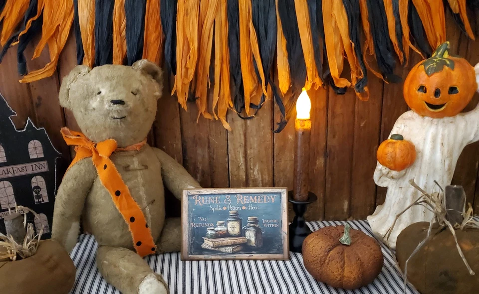 VINTAGE STEAMPUNK GOTHIC PRIMITIVE STYLE HALLOWEEN APOTHECARY POTIONS WOOD SIGN - Image 2 of 4