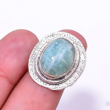 Aquamarine - Brazil Gemstone Designer Handmade 925 Sterling Silver Ring s.7 Su14