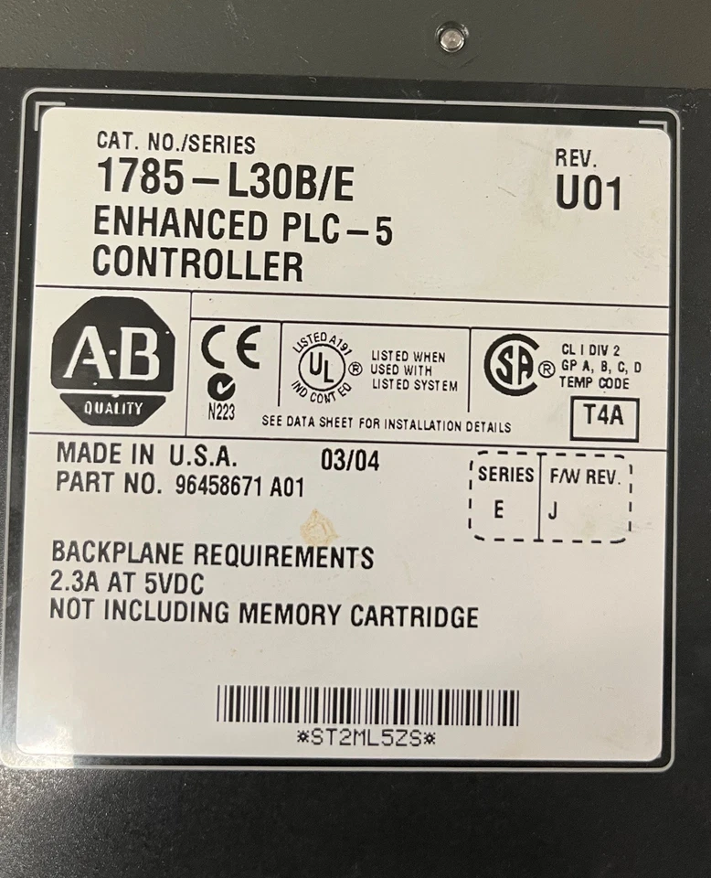 Excedente Allen Bradley 1785-L30B/E CPU CONTROLADOR MÓDULO PLC 5/30 ***NUEVO*** Foto 4 de 4