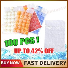 100Pc Good Use Ice Cubes ice Pack self-Sealing ice Tray Bag Freezer Stackable UK
