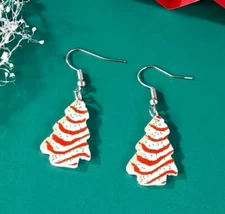 Little Debbie Christmas Tree Cake Earrings Jewelry 
