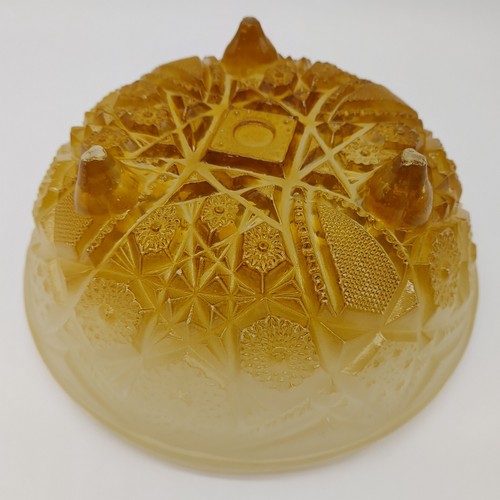 2 Toned Amber Depression Glass Round Mid Century Modern Footed Serving Bowl VTG - Picture 11 of 11
