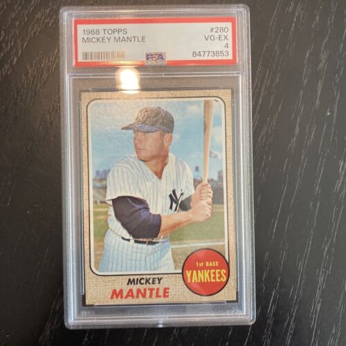 1968 Topps #280 Mickey Mantle *** PSA VG-EX 4 *** New York Yankees baseball card - 第 1/2 張圖片