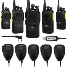 Business Combo 5x Baofeng GT-1 UHF Two-way Ham Radio + 5 Speaker Mic + USB Cable