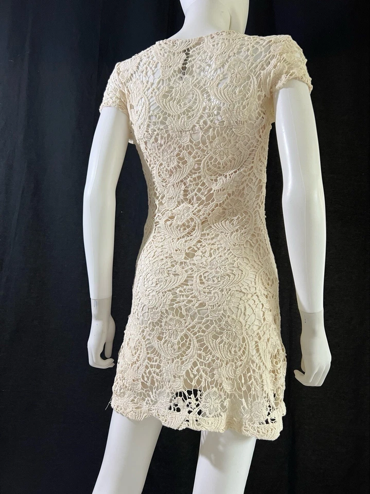 Mini Vestido Para Mujer LC Lauren Conrad Floral Marfil Crochet Encaje Talla 6 Foto 3 de 4