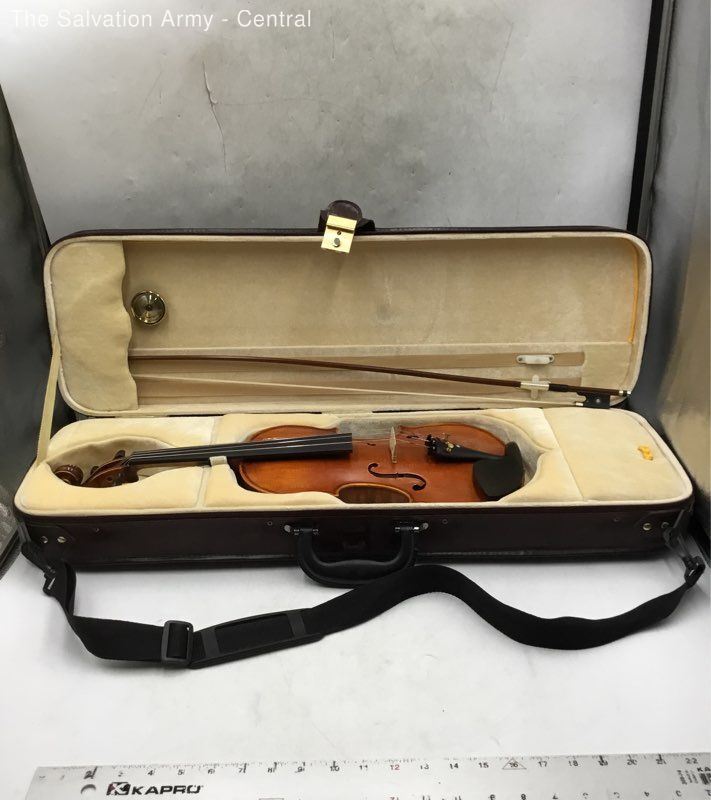 Brown Wooden 4 String Musical Instrument Acoustic Violin With Bow And ...