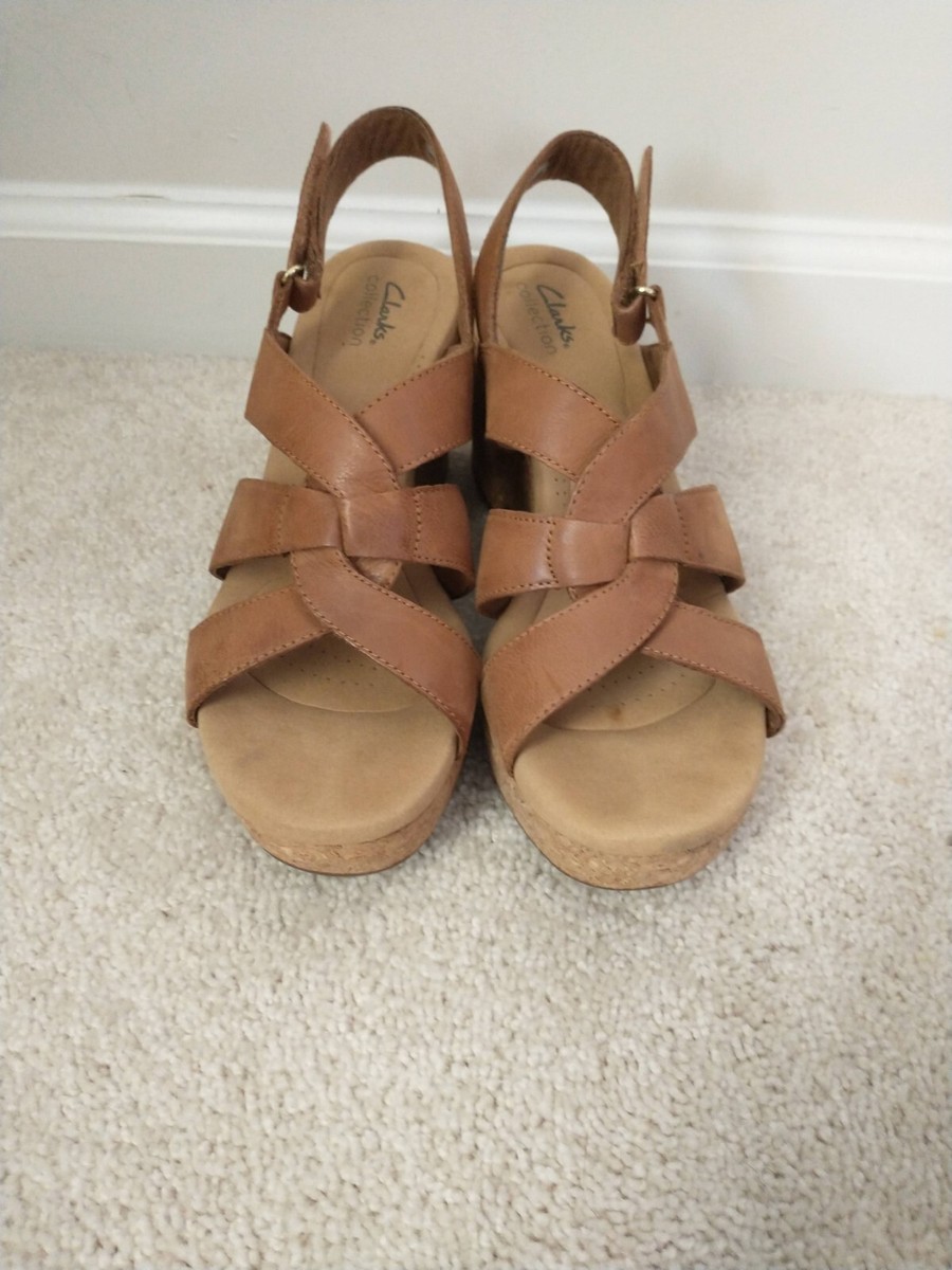 Cork Wedge Rose Erin Clarks Navy Wedge Clarks Women's Giselle Beach Wedge  Sandal 11M Tan Color! Used In Excellent Cond!