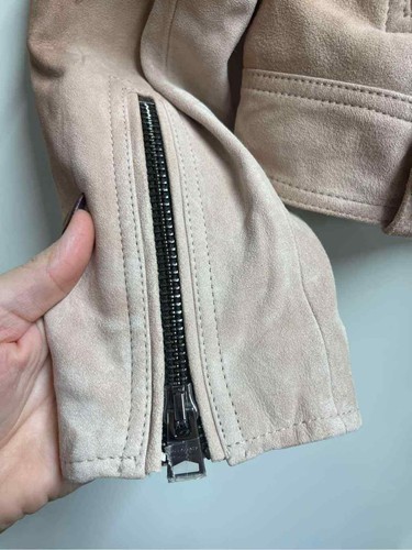 ALLSAINTS Dalby Suede Biker Jacket in Dusty pink Size 4 MSRP$549 New With tags - Picture 7 of 12