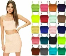Womens Ladies Sleeveless Strappy Vest Plain Camiosole Boob Tube Bralet Crop Top
