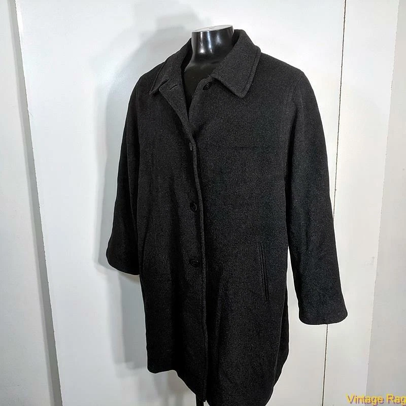 Abrigo de coche de lana merino Larry Levine para mujer talla 22W 22 carbón Foto 3 de 4