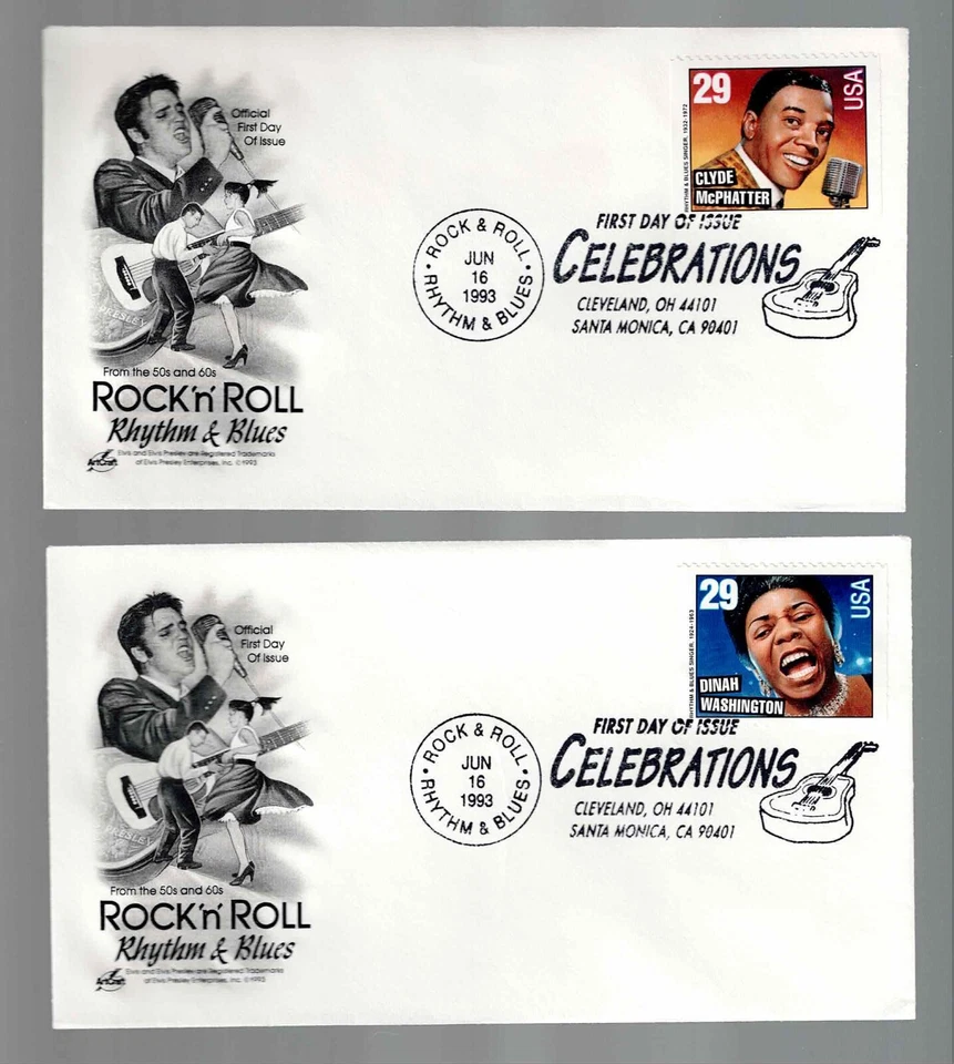 US Scott #2731-37, First Day Covers 6/16/93 Cleveland Rock & Roll Singers - Image 2 of 3