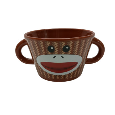 Galerie SOCK MONKEY Soup Coffee Mug Brown Double-Handle Perfect & Very Cute