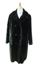 Borgazia VTG SZ XL NWT Women Black Coat Plush Double Breasted Lined Faux Fur USA