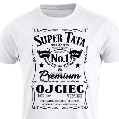 Super Tata Koszulka Polish Dad Tshirt Polska Prezent dla Taty Dzien Ojca POLAND