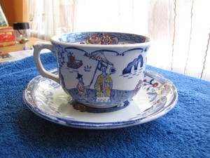 Antique-Sweden-Gustavsberg-KINA-tea-pair-cup-saucer-China-Gustafsberg-1925-years