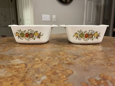 Vintage Corning ware Spice of Life Centura Retired 2 Petite Pans 700ml 2 3/4 cup