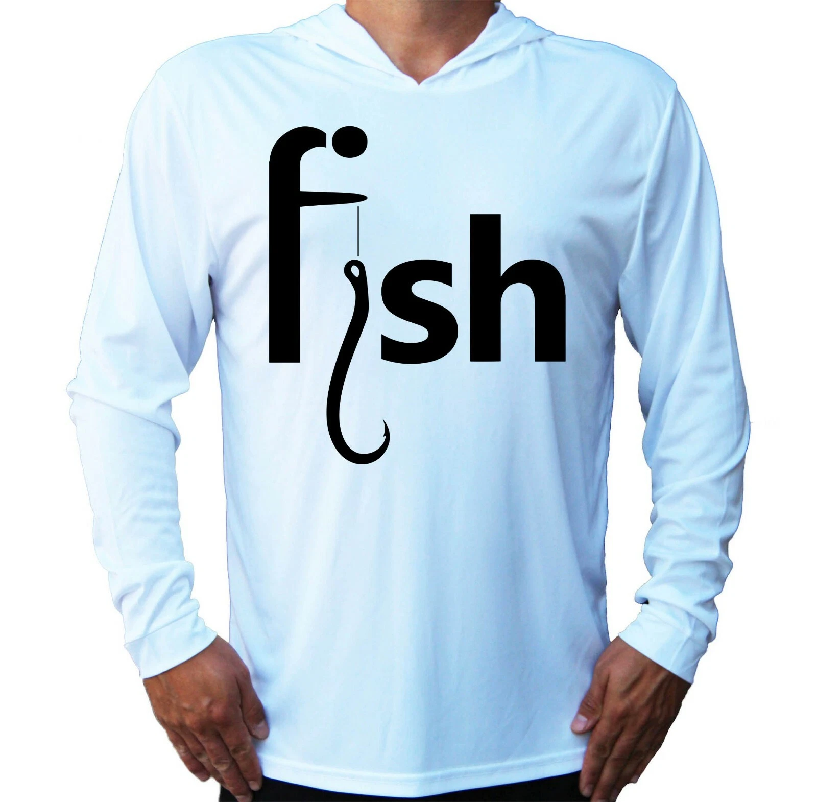 Fish Hook Fisherman Protected UPF 50 Long Sleeve T-Shirt Hood Boat Fishing Gift