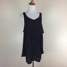 PINS & NEEDLES Urban Outfitters Womens sz Small Black Wide Ruffle Long Top Dress