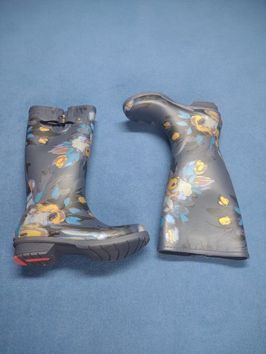 Chooka Womens Floral Rain Boot Size 6M US Grey Multi Colored - Picture 2 of 11