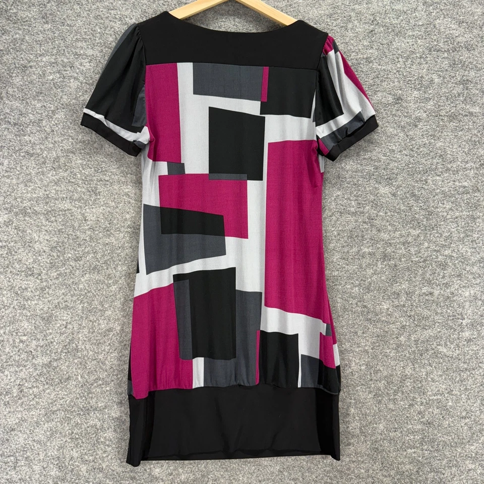 Vestido tocador mujer M mediano negro cambio geométrico midi cuello cuadrado manga corta Foto 2 de 4