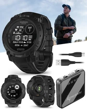 Garmin Instinct 3 Tactical Solar 45mm GPS Rugged Outdoor Smartwatch w/Power Bank