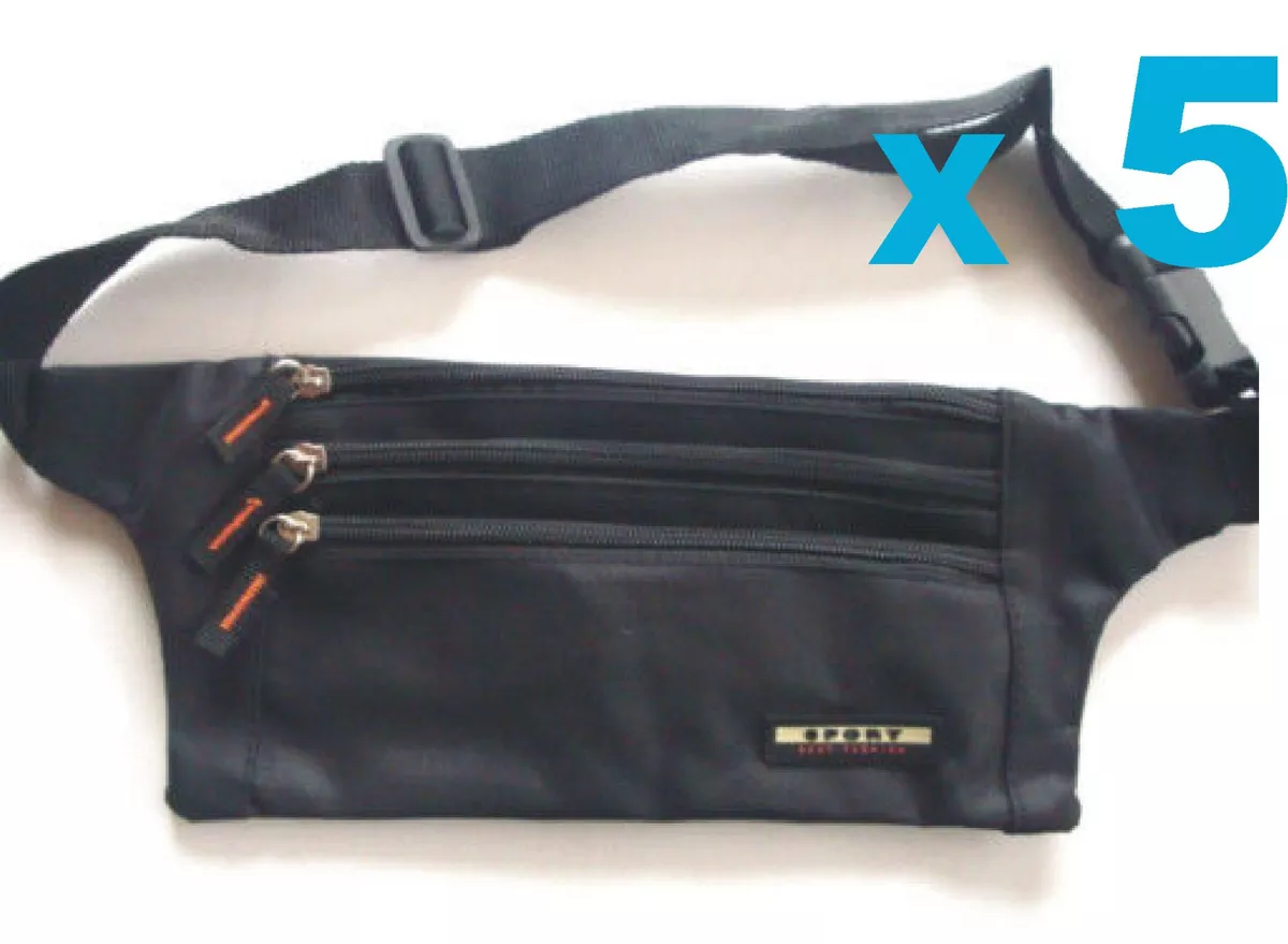 BULK 5 x Travel Money Belt Passport Waist Porch Flat Bum Bag