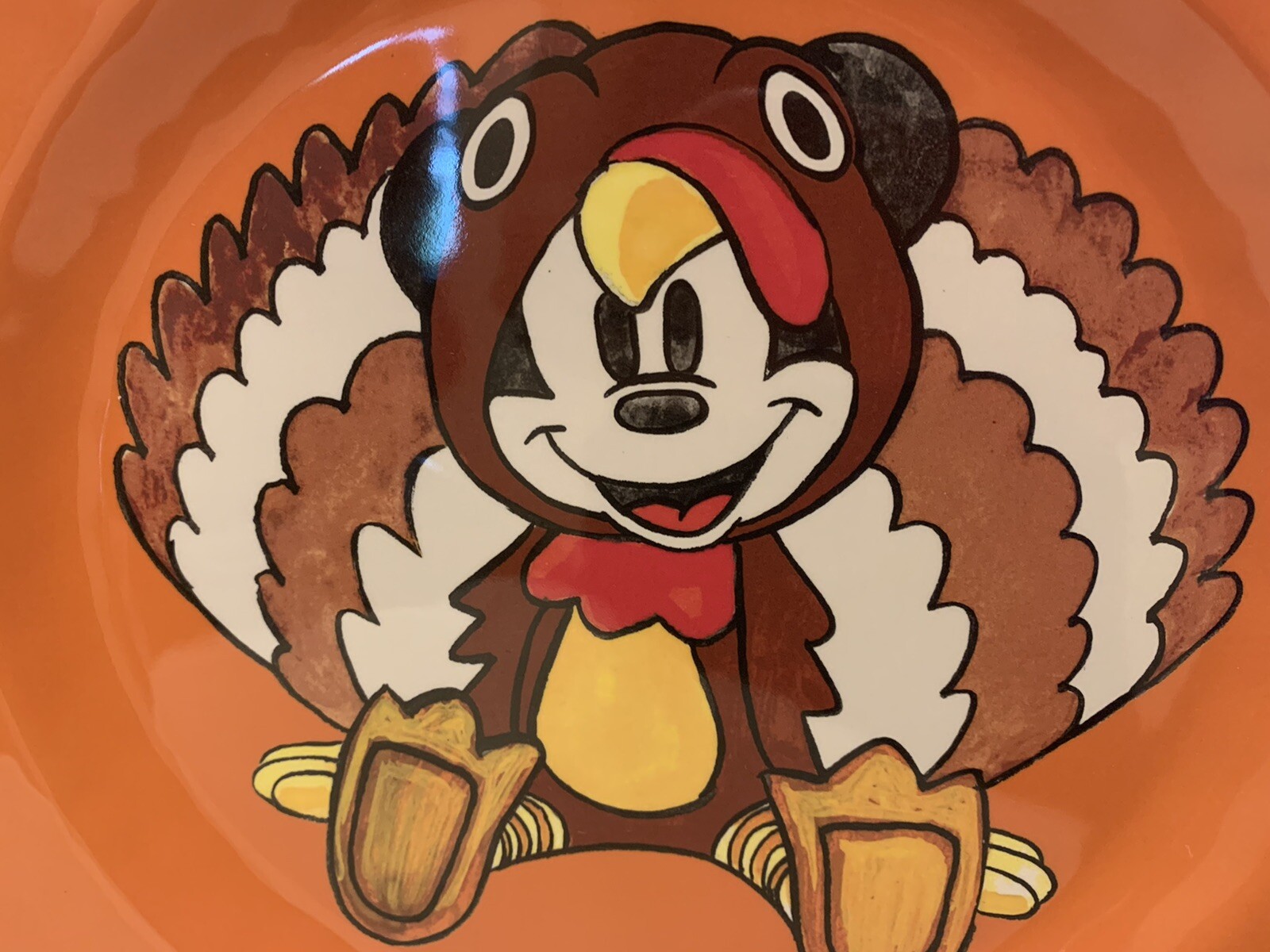 Disney Pottery Barn Mickey Mouse Plate Thanksgiving holiday Pumpkin kid