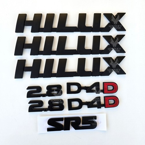 For Hilux 2005-2025 Badge 8 Piece Set - HILUX/D4D/2.8/SR5 - BLACK/CHROME Emblem - Picture 2 of 11