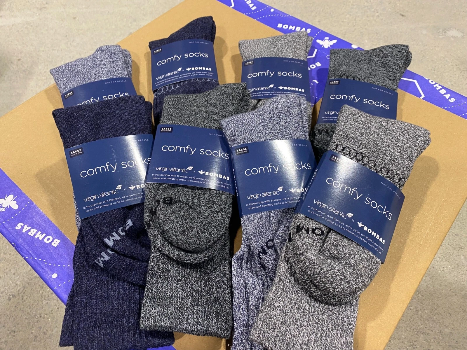 Bombas Calf Socks Large Assorted Gray Solid 8-Pack | Virgin Atlantic | NWT
Opens in a new window or