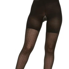 NWT ASSETS by SPANX Black Wishbone Pattern Shaping Tights Size 2 Slimming Sculpt