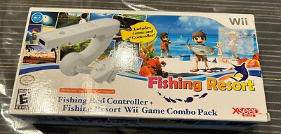 Wii Fishing RESORT game SEALED/new XSEED + ROD Controller Accessory OPEN BOX