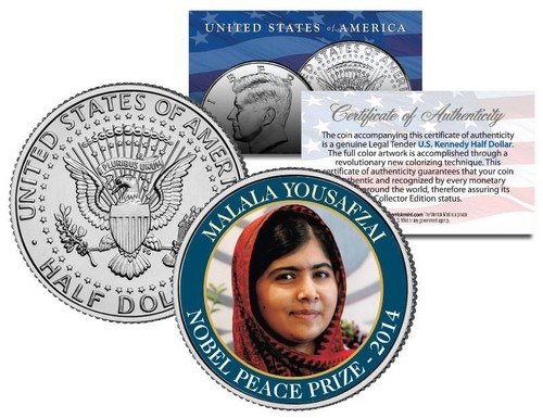 MALALA YOUSAFZAI * NOBEL PEACE PRIZE * 2014 Medal Winner JFK Half Dollar US Coin