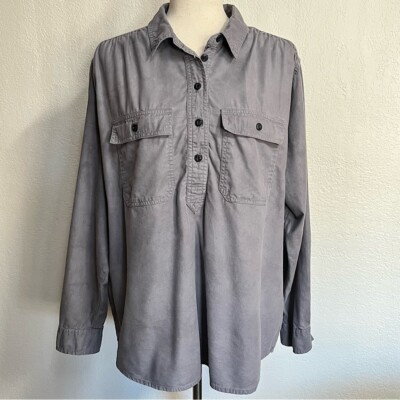 UNIVERSAL THREAD Long Sleeve Popover Top Gray Sz L