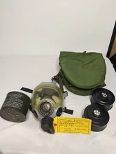  MILITARY GAS MASK SEALED CANISTER CHEMICAL BIOLOGICAL ARMY VINTAGE SET 