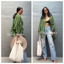 Style Park 1 Neon Green Animal Print Cheetah Kimono w/Pockets OS Bali Bohemian