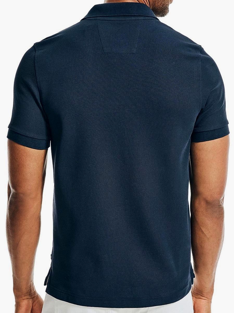Nautica Men's Blue Slim-Fit Short Sleeves Deck Polo Shirt Size XL
