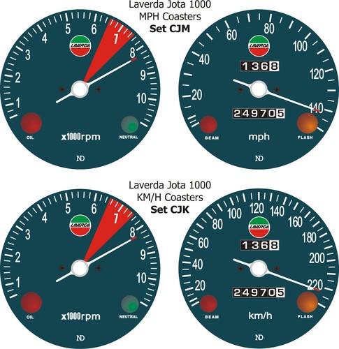 LAVERDA JOTA MONTJUIC 750 SF DARMAH 900 SD SPEEDO TACHO FACE DRINKS COASTER SET - Picture 5 of 8