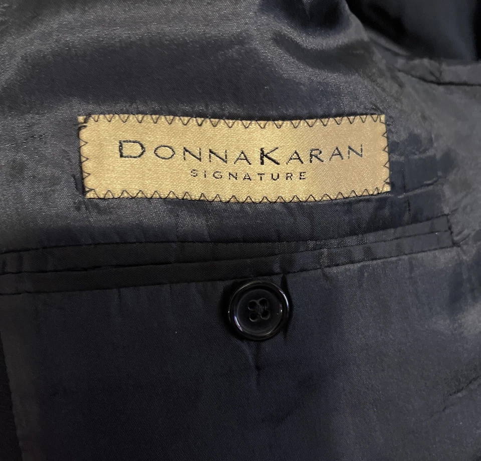 Blazer DONNA KARAN Nueva York Vintage Hecho en Italia Negro Tejido Talla Reg 41/34 Foto 4 de 4